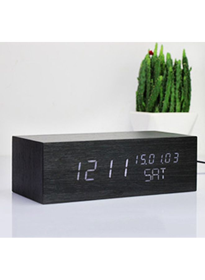 ساعة رقمية خشبية بإضاءة LED لون أسود 21.2x12.8x10.1سم - Image 5