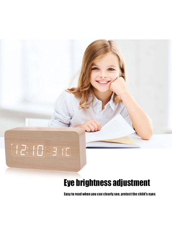 ساعة خشبية بإضاءة LED لحماية البيئة بني 15x7x4.5سم - Image 4