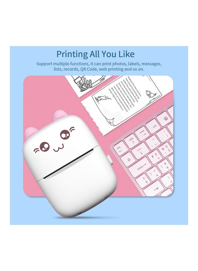 Portable Mini Thermal Printer 8x11x3.5cm White/Pink - Image 2