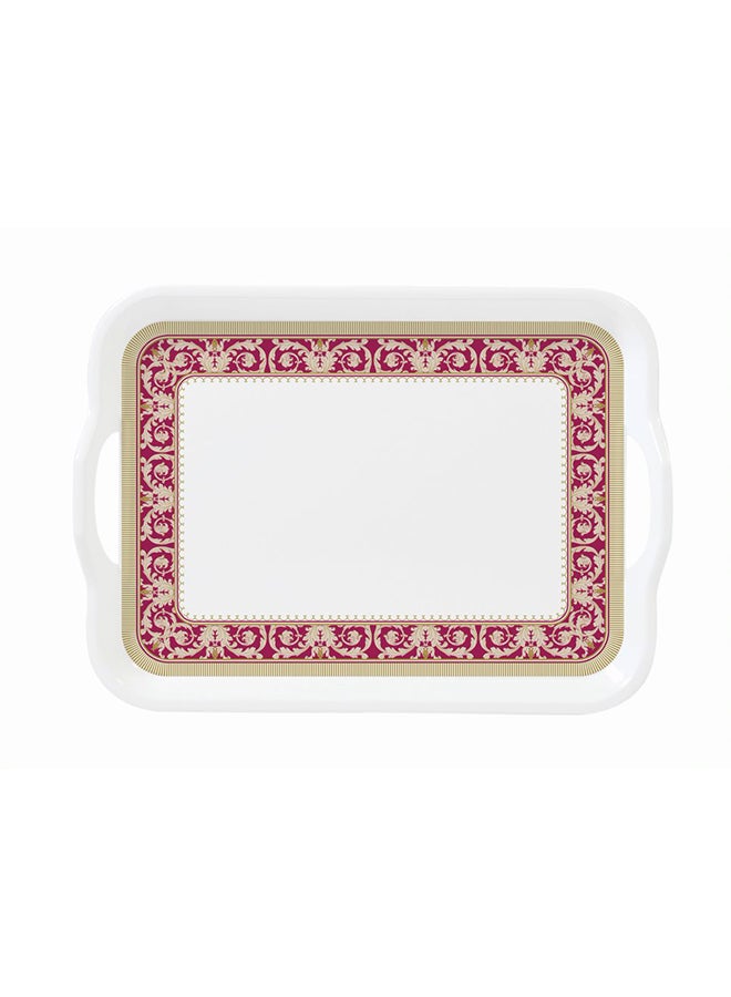 Generic - Royal Melamine Rectangular Tray With Handle White/Brown/Yellow 15inch - Image 1