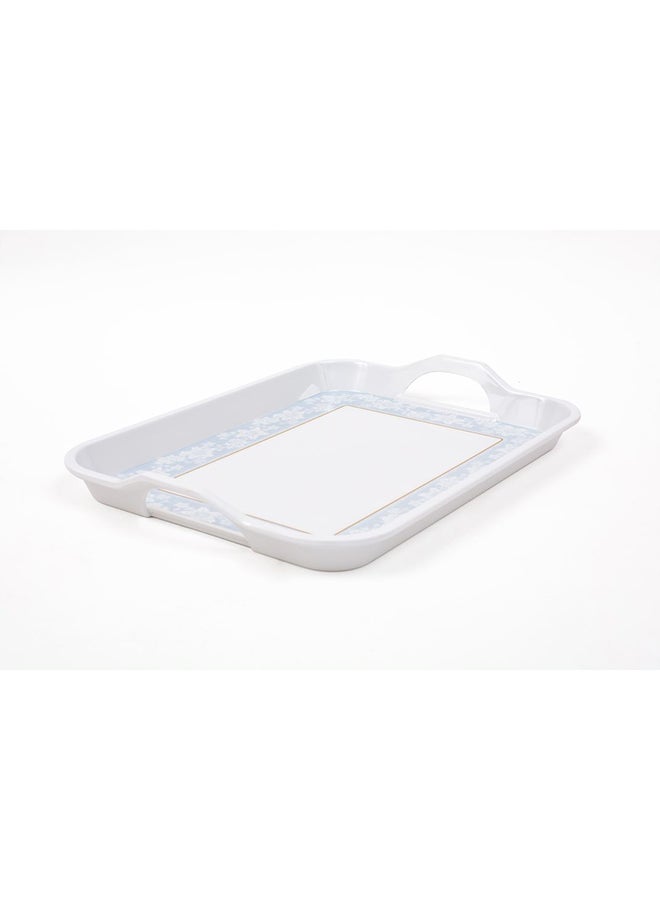 Royal Melamine Rectangular Tray With Handle White/Blue 15inch  - Image 2