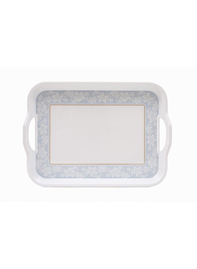 Royal Melamine Rectangular Tray With Handle White/Blue 15inch  - Image 3