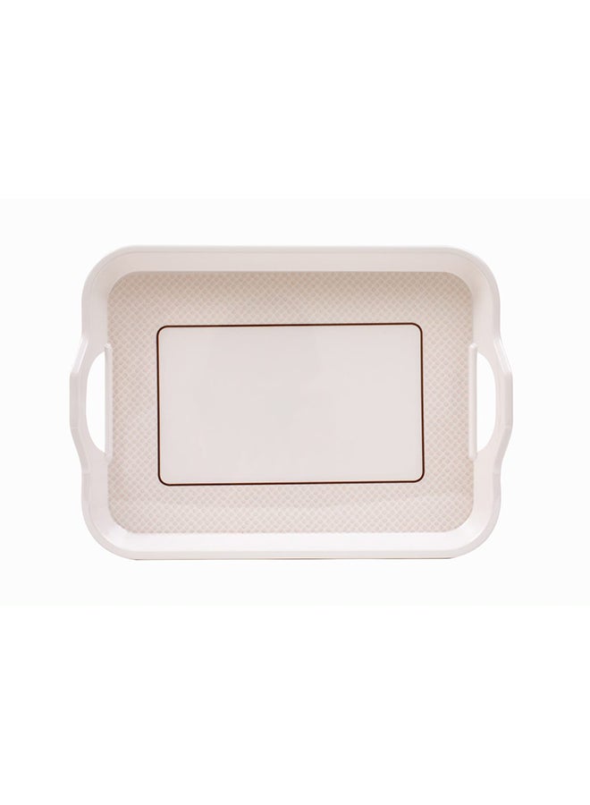 Royal Melamine Rectangular Tray With Handle White/Beige 20.5inch - Image 1