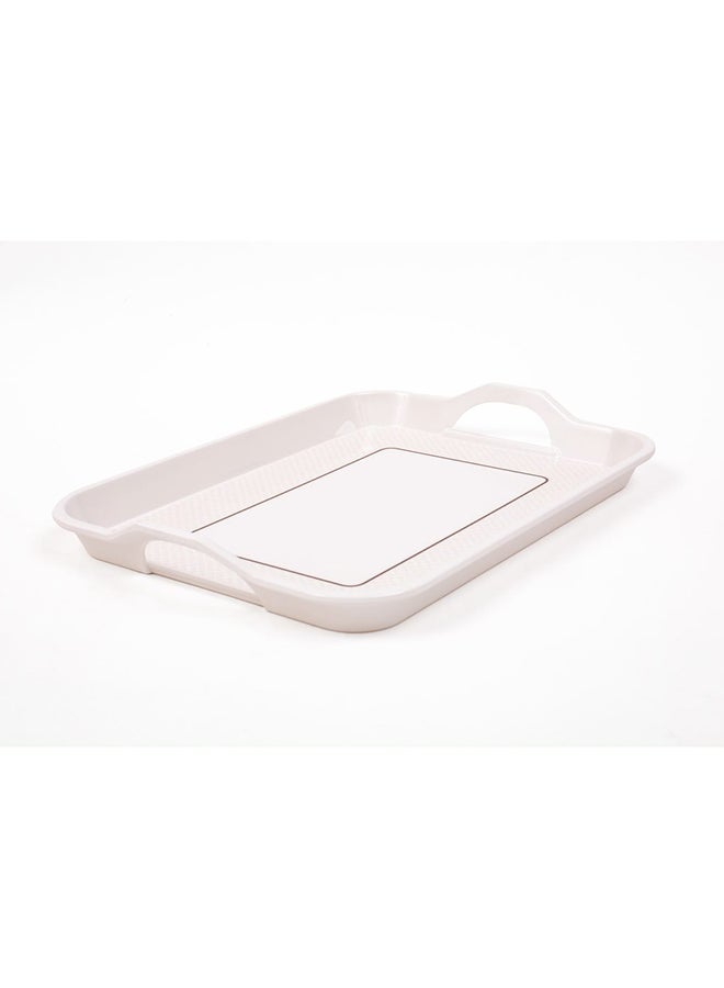 Royal Melamine Rectangular Tray With Handle White/Beige 20.5inch - Image 3