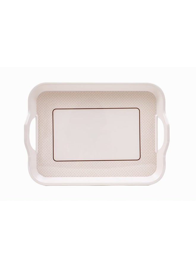 Generic - Royal Melamine Rectangular Tray With Handle White/Beige 17.5inch - Image 1