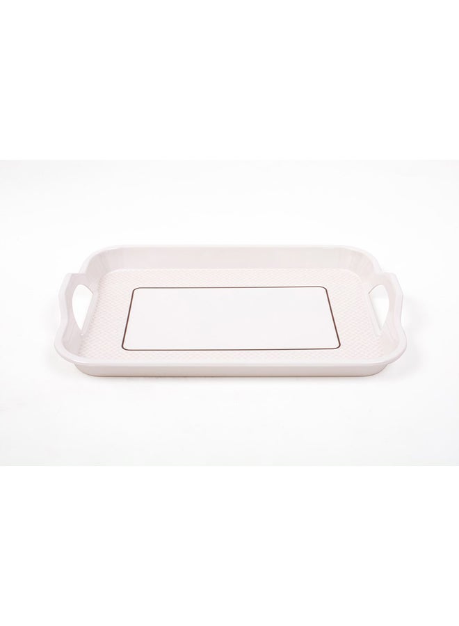 Generic - Royal Melamine Rectangular Tray With Handle White/Beige 17.5inch - Image 1