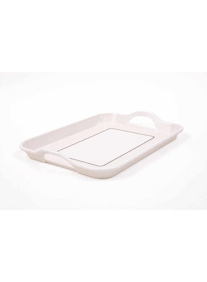 Generic - Royal Melamine Rectangular Tray With Handle White/Beige 17.5inch - Image 1