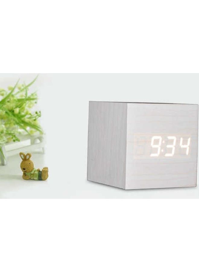 Creative LED Wooden Clock White - Image 2
