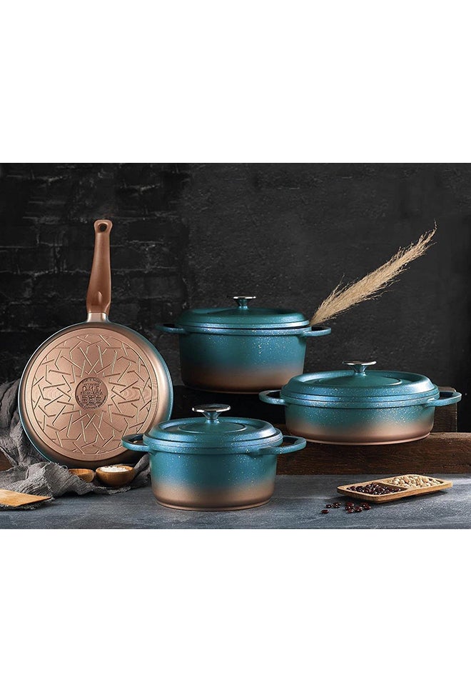OMS - 7-Piece Non Stick Die Cast Cookware With Lid Set Mint 26cm - Image 1