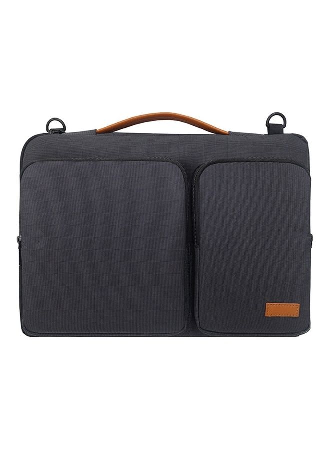 Nylon Waterproof Laptop Handbag With Trunk Trolley Strap Black  - Image 1