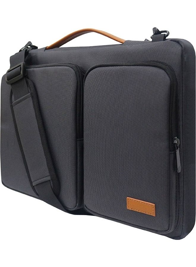 Nylon Waterproof Laptop Handbag With Trunk Trolley Strap Black  - Image 3