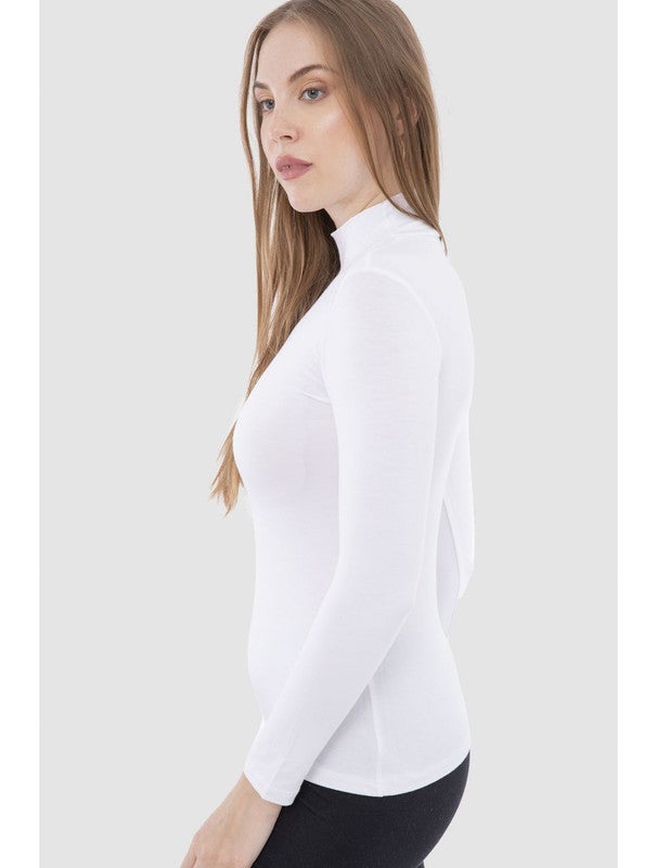 Carina High Neck Long Sleeves Top (V) White - Image 2