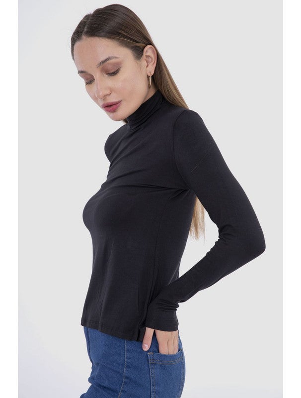 Carina High Neck Long Sleeves Top (V) Black  - Image 3