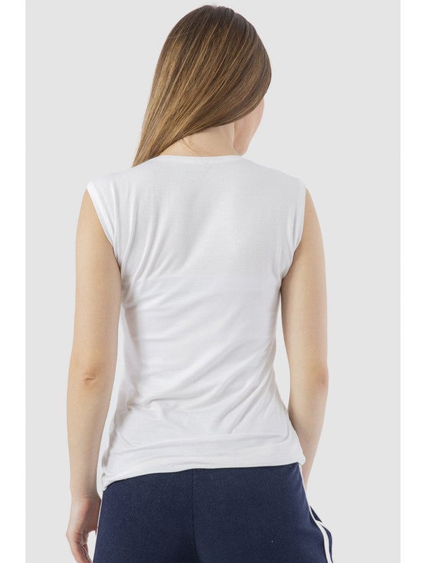 Carina Crew Neck Sleeveless Top (V) White  - Image 2