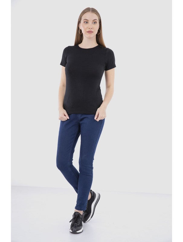 Carina T-Shirt Round Neck SS (V) Black  - Image 4