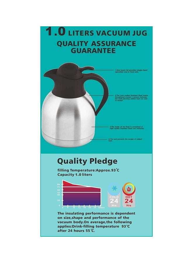 XiuWoo Stainless Steel Thermal Coffee Pot Silver/Black - Image 2