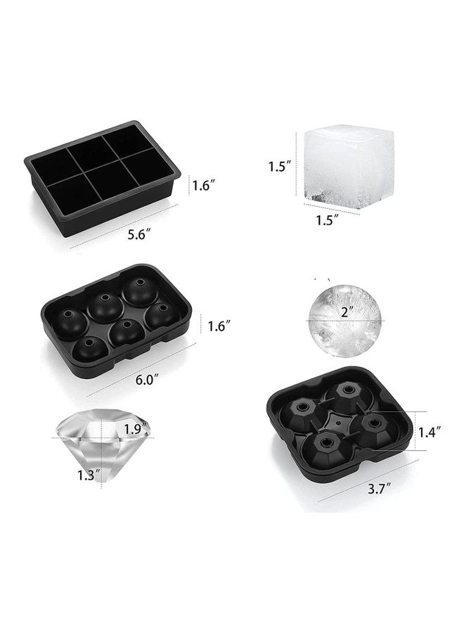 XiuWoo - Pack Of 3 Silicone Ice Cube Molds With Lids Black One Size - Image 1
