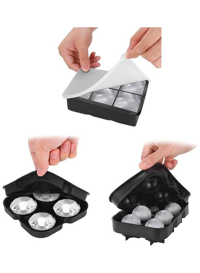 XiuWoo - Pack Of 3 Silicone Ice Cube Molds With Lids Black One Size - Image 1