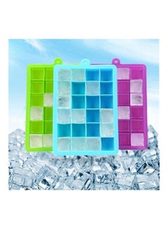 XiuWoo 3-Piece Silicone 24-cavities Ice Maker Set Blue/Purple/Green One Size  - Image 1