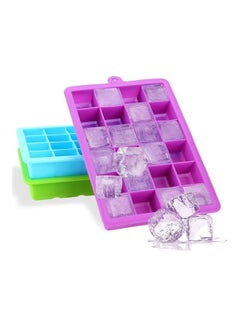 XiuWoo 3-Piece Silicone 24-cavities Ice Maker Set Blue/Purple/Green One Size  - Image 3