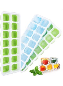 XiuWoo Pack Of 3 Easy-Release And Flexible Ice Cube Trays Green/Blue/White One Size  - Image 1