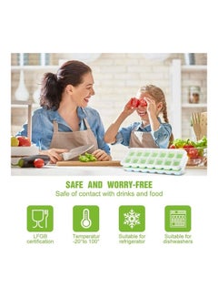 XiuWoo Pack Of 3 Easy-Release And Flexible Ice Cube Trays Green/Blue/White One Size  - Image 4
