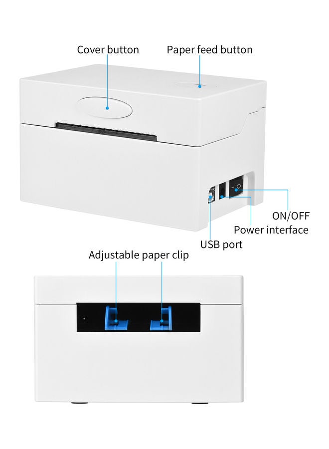 Generic Desktop Thermal Label Printer White  - Image 4
