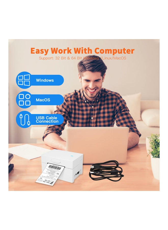 Desktop Thermal Label Printer With Accessories White  - Image 3