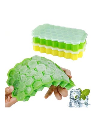 2-Piece Honeycomb Shape Ice Cube Tray Green/Yellow/Clear One Size - v1627296017/N49488773A_1