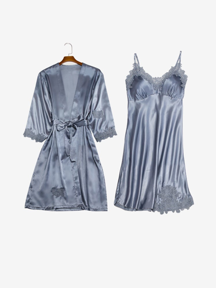 Joychic Comfortable Nightdress With Robe Grey  - Image 1