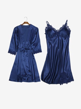 Comfortable Nightdress With Robe Blue - v1627296476/N49030257V_1