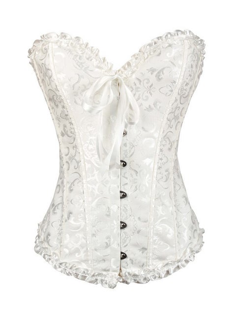 قطعتان من مشدات الجسم الكلاسيكية أبيض/فضي