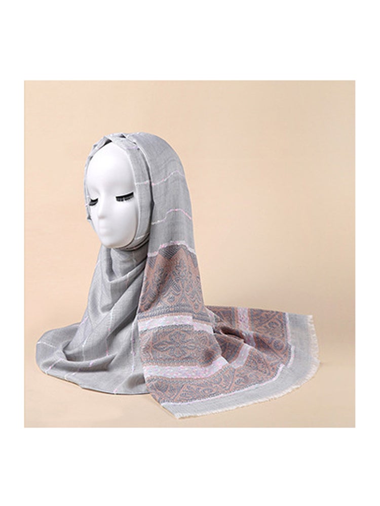 جوي شيك حجاب أساسي رمادي/وردي/أبيض - Image 2