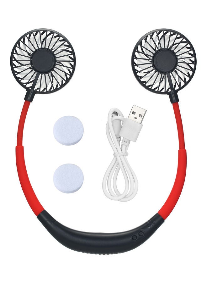 مروحة محمولة تعلق على الرقبة مع كابل USB H39167-LM أسود/أحمر - Image 2