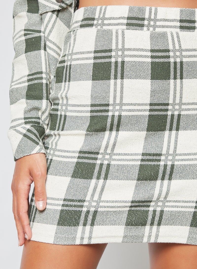 NOISY MAY - Checkered Skirt Green - Image 1