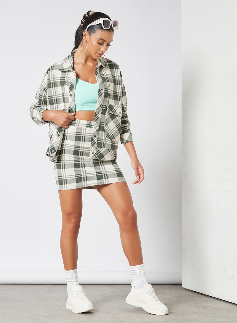 NOISY MAY - Checkered Skirt Green - Image 1