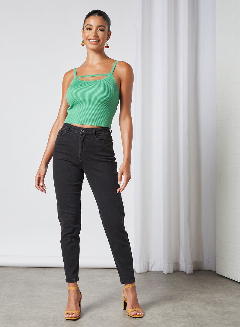PIECES - Stretchy Mom Jeans Black - Image 1
