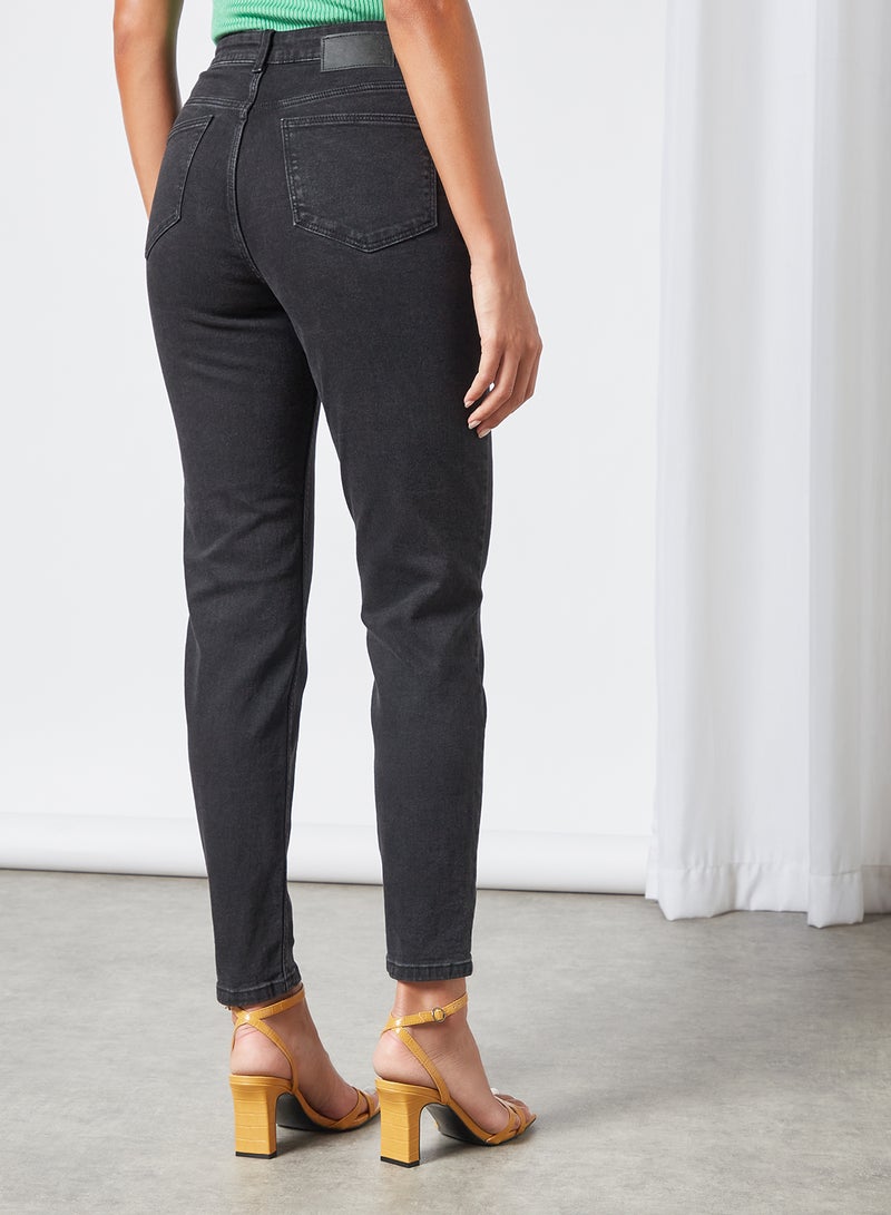 PIECES - Stretchy Mom Jeans Black - Image 1