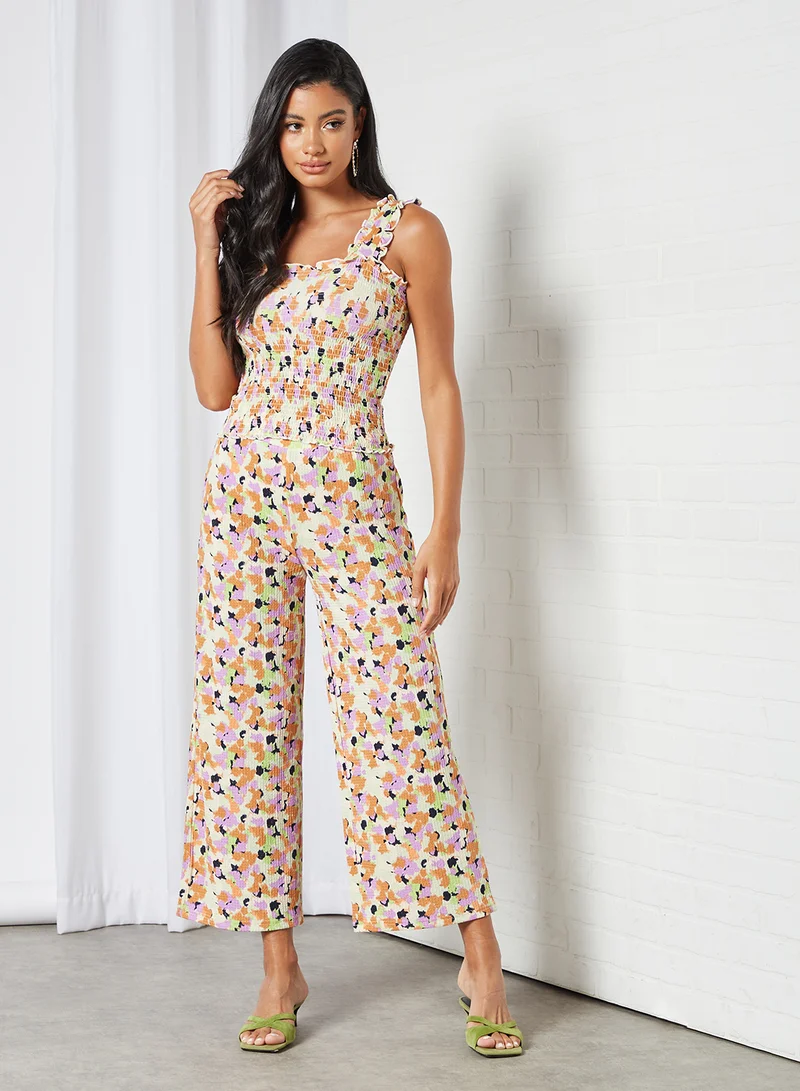 PIECES All-Over Print Pants Multicolour