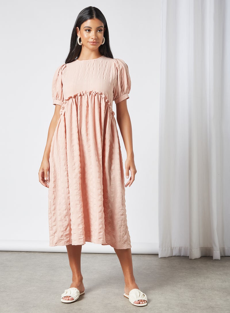 PIECES - Ruffle Detailed Dress Pink - Image 1