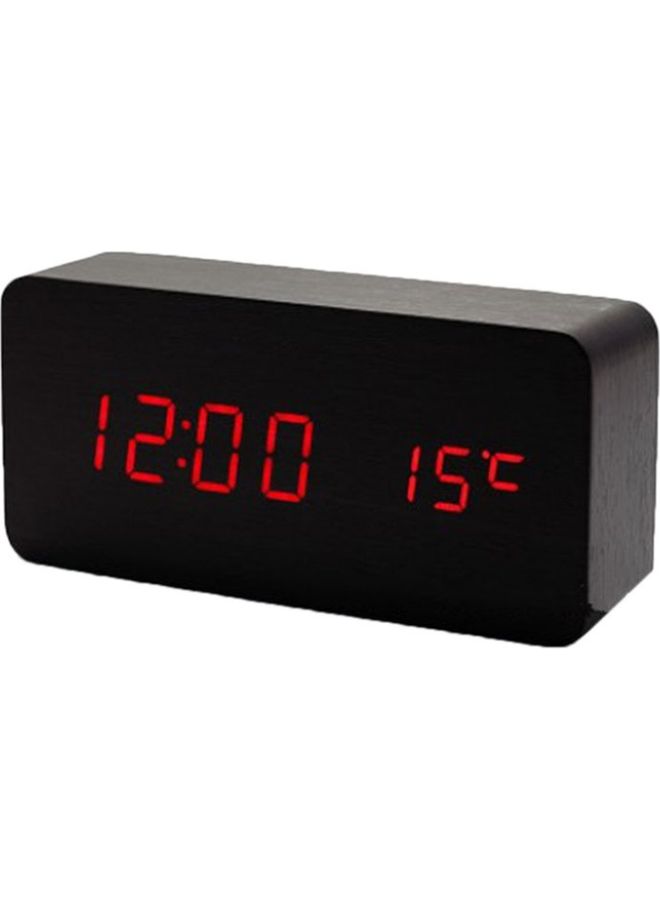 LED Sound Control Wooden Clock Black 15x4.5x7cm - Image 1