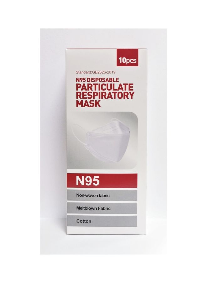 مجموعة من 10 أقنعة وجه N95 للتنفس من الألياف النانوية للجسيمات الدقيقة للاستخدام مرة واحدة