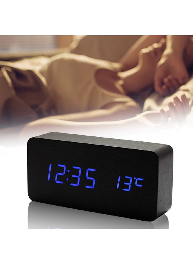 LED Sound Control Alarm Clock Black/Blue 15x4.5x7cm - Image 1