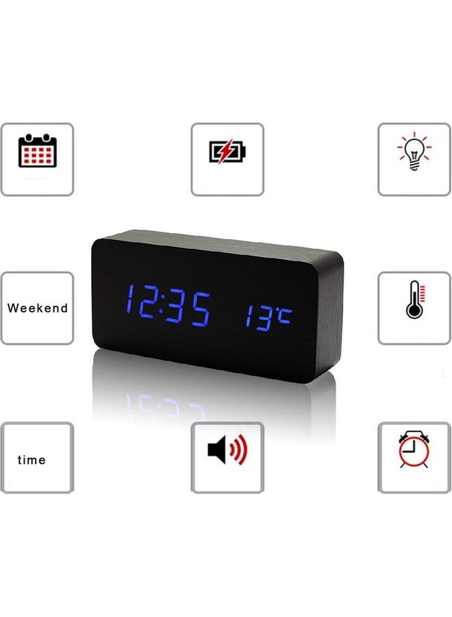 LED Sound Control Alarm Clock Black/Blue 15x4.5x7cm - Image 2