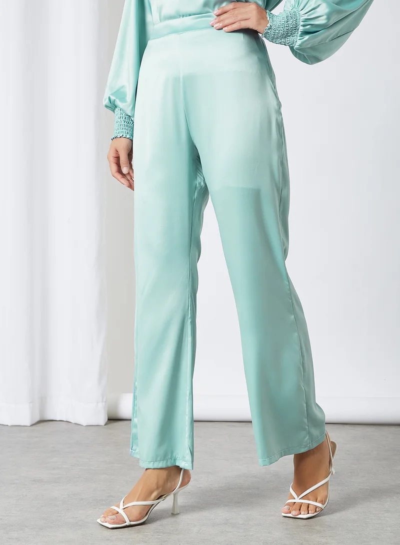 Sivvi x D'Atelier Satin Flared Pants Green