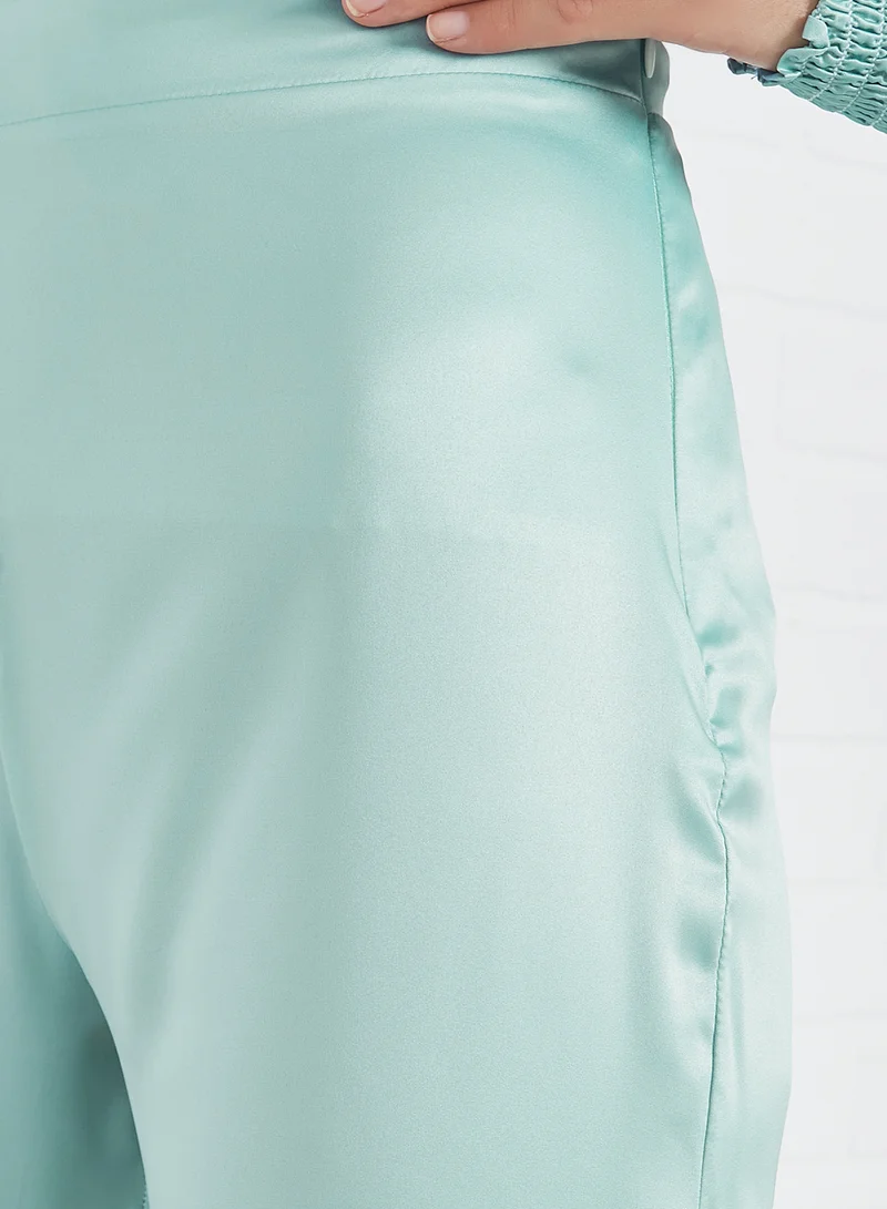 Sivvi x D'Atelier Satin Flared Pants Green