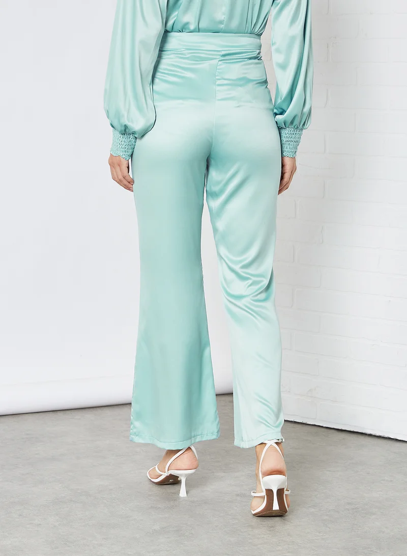 Sivvi x D'Atelier Satin Flared Pants Green