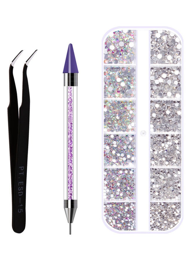 Nail Art Tool Dual-ended Silicone Sculpture Pen Rhinestone Studs Picker Wax Pencil Purple/Black - Image 1