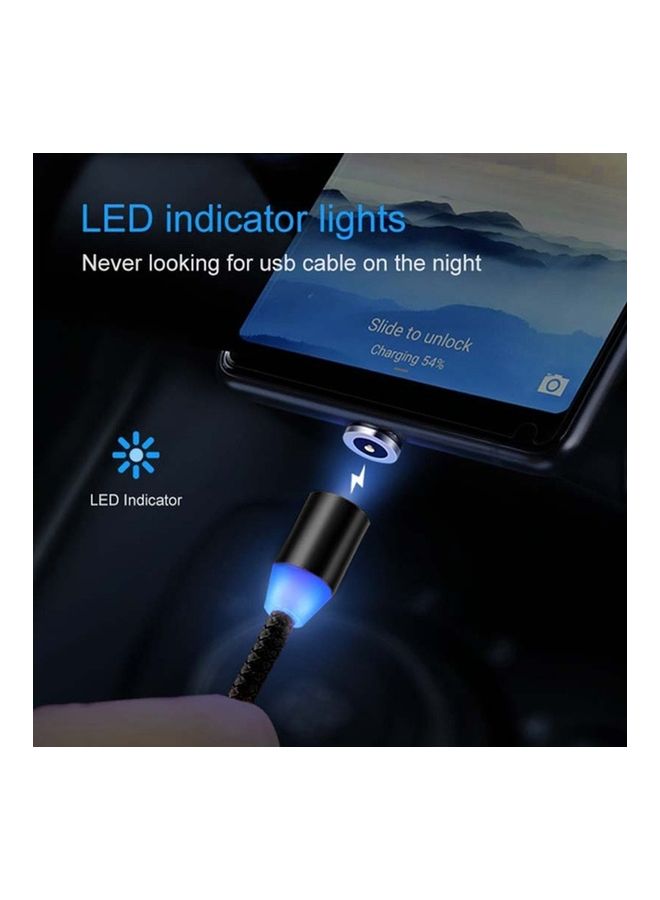 3-In-1 USB Magnetic Charging Cable With Plug Black - Image 2