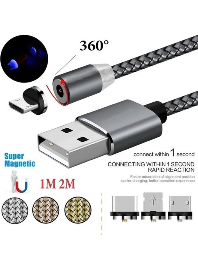 3-In-1 USB Magnetic Charging Cable With Plug Black - Image 3